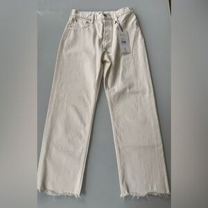 NWT Moussy Vintage White High-Rise Straight Crop Jeans | Raw Hem | Size 26